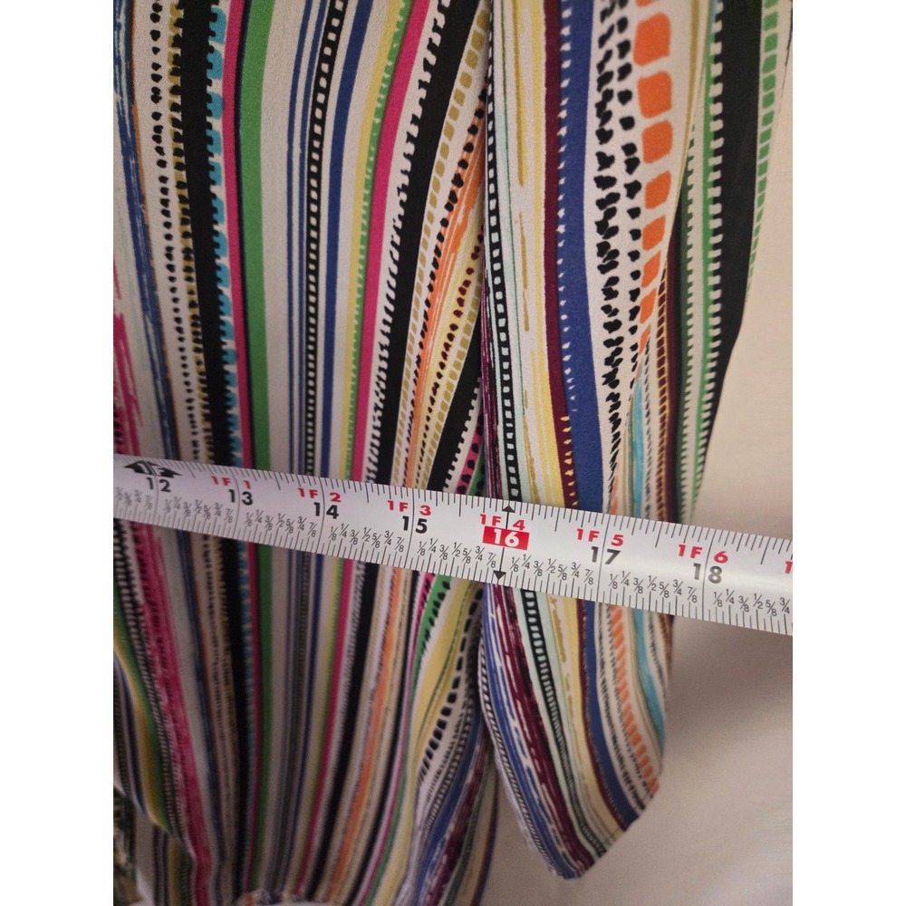 Melissa Paige Women Multi Color Striped Button Down Tunic 3/4 Roll Tab Sleeve S - Picture 4 of 5